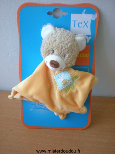 Doudou Ours Tex Jaune avec motif tête de girafe 