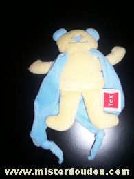 Doudou Ours Tex Jaune cape bleue 