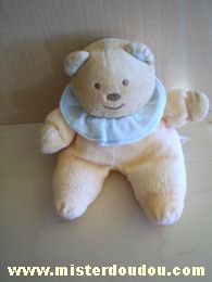 Doudou Ours Tex Jaune colerette bleu 