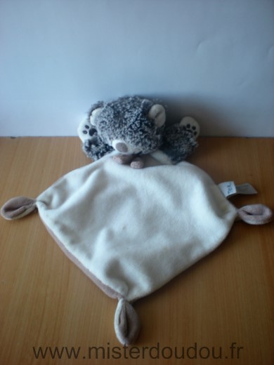 Doudou Ours Tex Losange ecru marron 