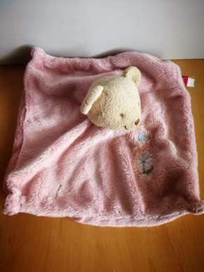 Doudou Ours Tex Rose beige fleur 