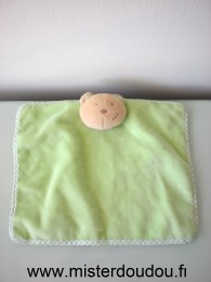 Doudou Ours Tex Vert dessus vichy vert dessous 