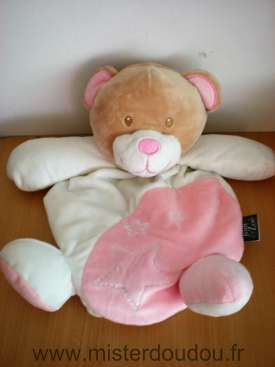 Doudou Ours Tom et zoe Blanc rose Range pyjama