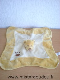 Doudou Ours Too do Jaune clair jaune foncé patte marron et tissus blanc dessous 