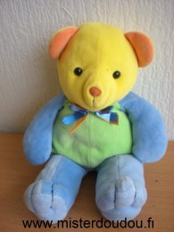 Doudou Ours Toys r us Vert bleu jaune orange 