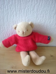 Doudou Ours Trousselier Beige pull rouge 