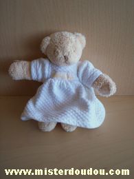 Doudou Ours Trousselier Beige robe blanche 