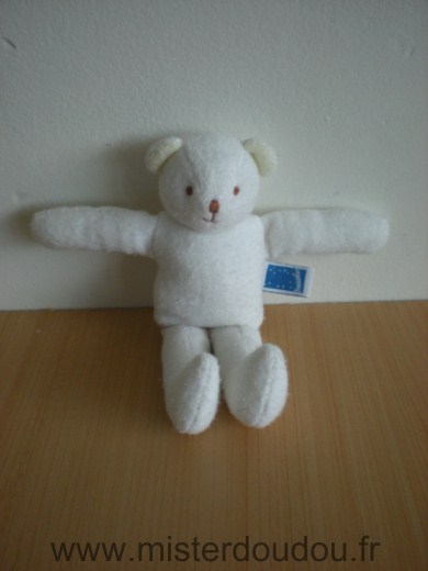 Doudou Ours Trousselier Blanc tissus eponge 