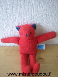 Doudou Ours Trousselier Tissus éponge rouge Tissu bouloché