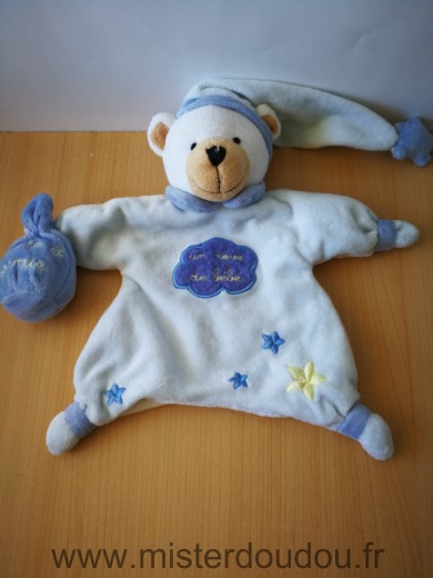 Doudou Ours Un rêve de bébé Bleu sac poudre a dormir Cmp