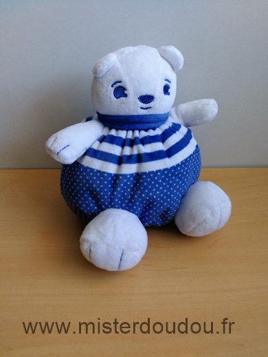 Doudou Ours Uriage Blanc bleu 