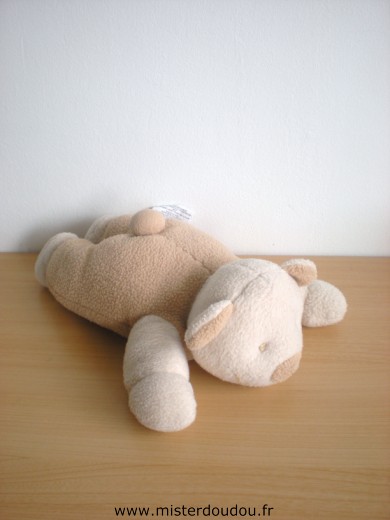 Doudou Ours Vertbaudet Beige marron tissus polaire 