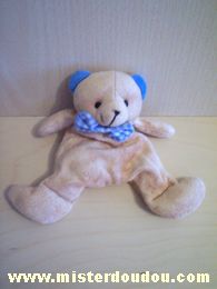 Doudou Ours Vertbaudet Beige neoud carreaux vichy bleu 