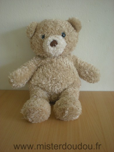 Doudou Ours Vertbaudet Beige yeux bleus 