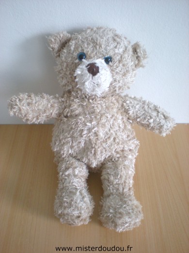 Doudou Ours Vertbaudet Beige yeux bleus 