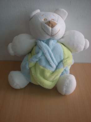 Doudou Ours Vetura Bleu vert blanc 