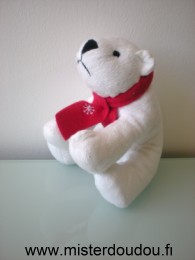 Doudou Ours Yves rocher Blanc echarpe rouge Lbvyr