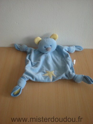 Doudou Ours Yves rocher Bleu etoile jaune 