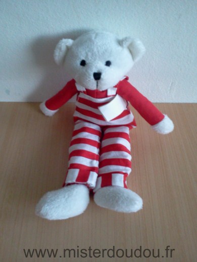 Doudou Ours Yves rocher Rouge blanc 