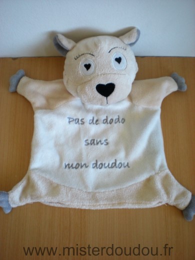 Doudou Ours - marque non connue - Beige blanc ecosys pas de dodo sans mon doudou 