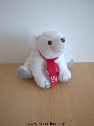 Doudou Ours - marque non connue - Blanc écharpe rouge martphil 