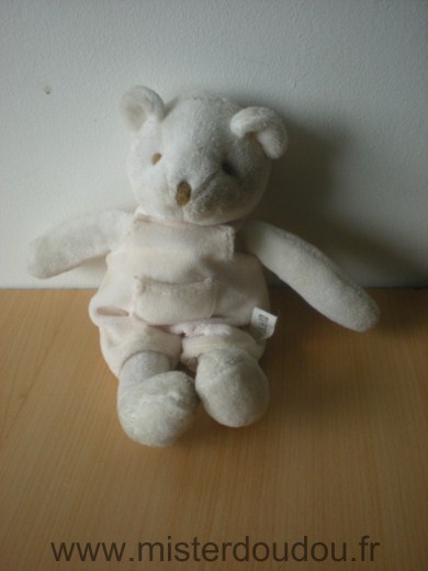 Doudou Ours - marque non connue - Blanc salopette rose 