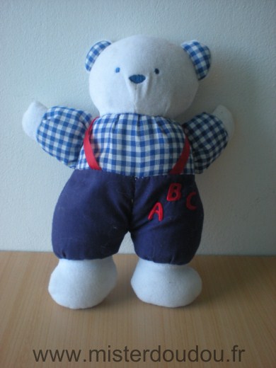 Doudou Ours 0 Bleu blanc abc 