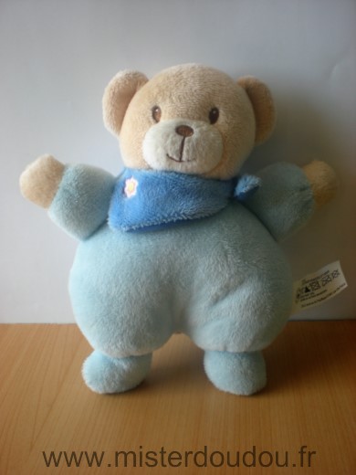 Doudou Ours Carrefour france Bleu foulard bleu 