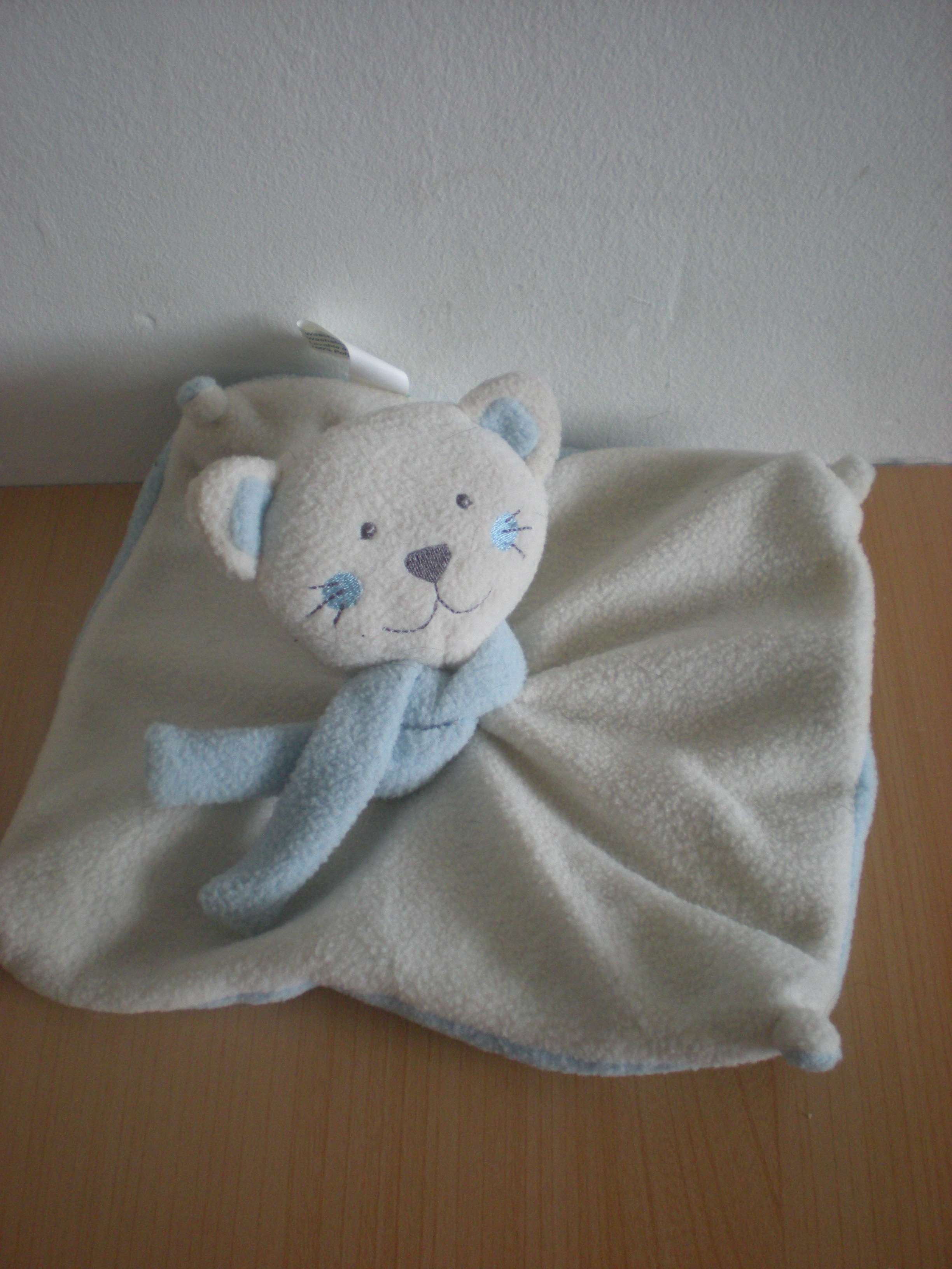 Doudou Ours - marque non connue - Ecru bleu matiere polaire 