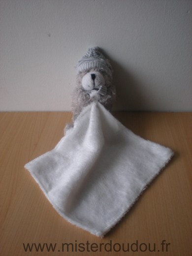 Doudou Ours 0 Gris avec mouchoir blanc Marque cartoon club