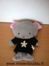 Doudou Ours - marque non connue - Gris tshirt noir fleur blanche 