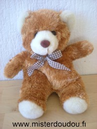 Doudou Ours - marque non connue - Marron beige noeud vichy marron Billes marrons pour les yeux