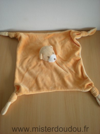 Doudou Ours - marque non connue - Orange dessus jaune dessous 