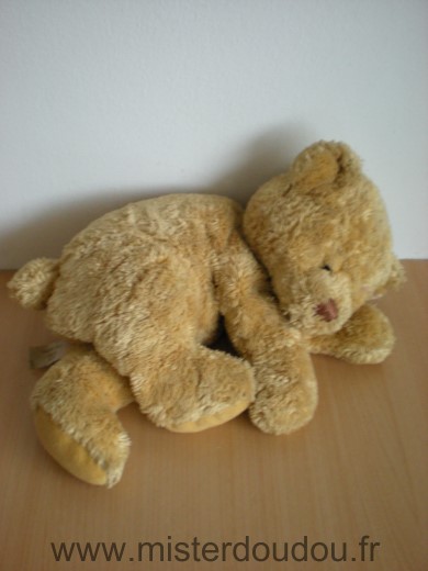 Doudou Ours 0 Ours allonge qui dort beige 