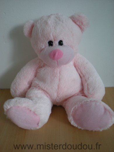 Doudou Ours - marque non connue - Peluche douce rose billes noires pour les yeux 