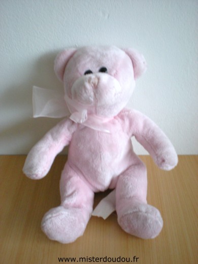 Doudou Ours - marque non connue - Rose 2 billes noires pour les yeux