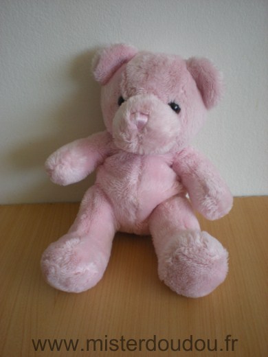 Doudou Ours - marque non connue - Rose nez cousu rose 