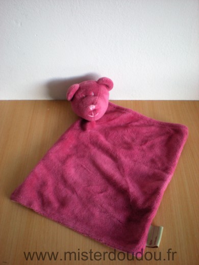 Doudou Ours - marque non connue - Velours rose borseau dessous rose en tissus 