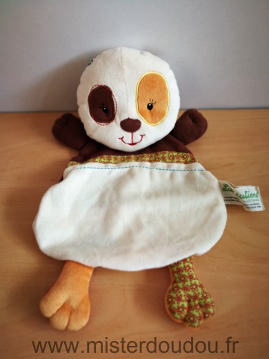 Doudou Panda Lilliputiens Clara ecru marron orange 