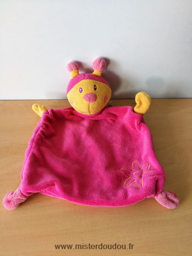 Doudou Papillon Babyclub Rose jaune fleur 