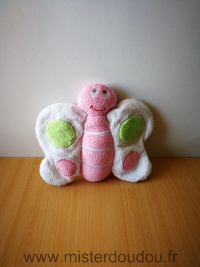 Doudou Papillon Candide Rose blanc 