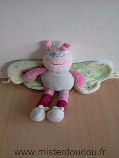 Doudou Papillon Catimini Rose vert 