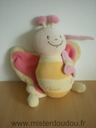 Doudou Papillon Chicco Rose jaune 