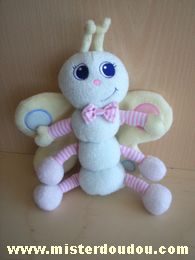 Doudou Papillon Luminou Blanc jaune rose 