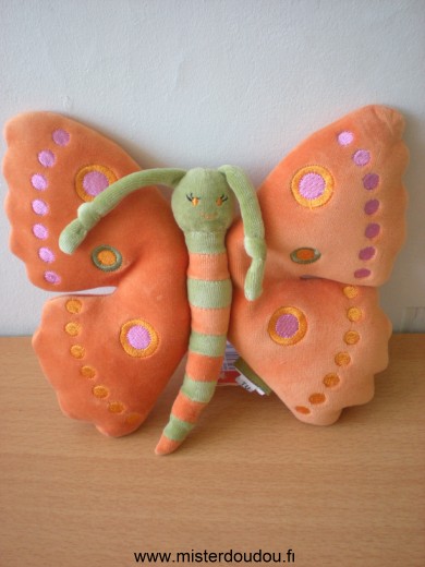 Doudou Papillon Marese Orange vert 