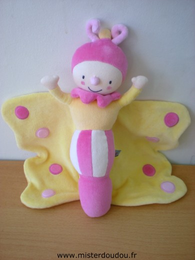 Doudou Papillon Moulin roty Rose jaune dim dam doum roumanoff 