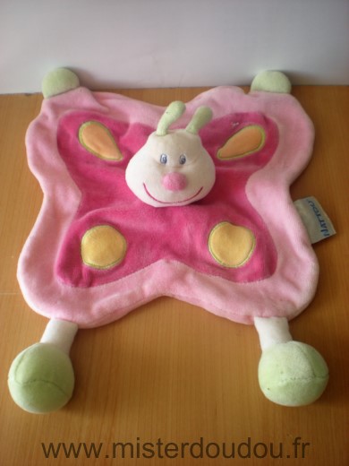 Doudou Papillon Nattou Rose vert 