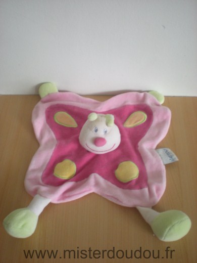 Doudou Papillon Nattou Rose vert jaune 