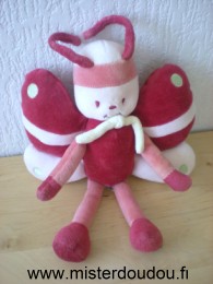Doudou Papillon Sucre d orge Rose rouge 