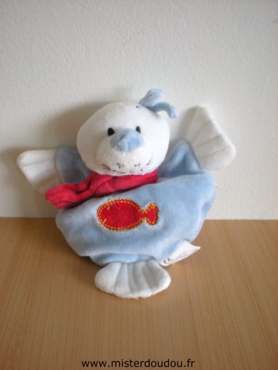 Doudou Phoque Bmf Bleu blanc poisson rouge 